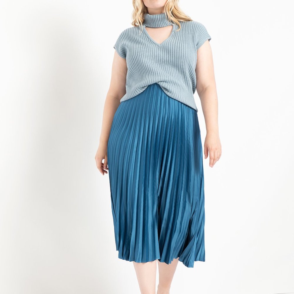 Eloquii teal sunburst pleated skirt size 14 NWT